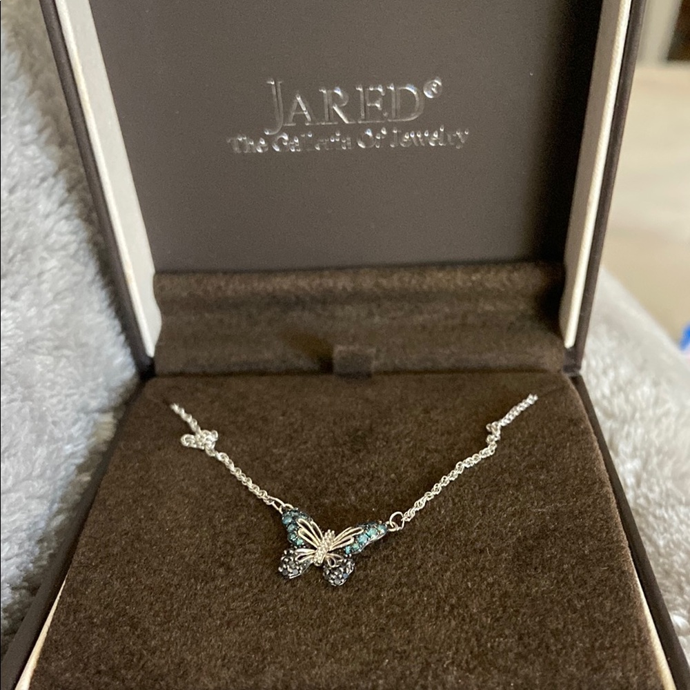 Silver and Blue Crystal Pendant Necklace